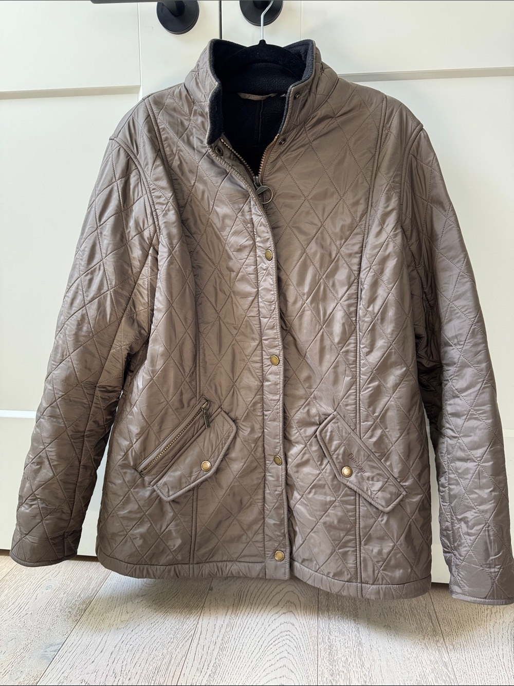 Barbour Quilted Puffer Jacket in Taupe